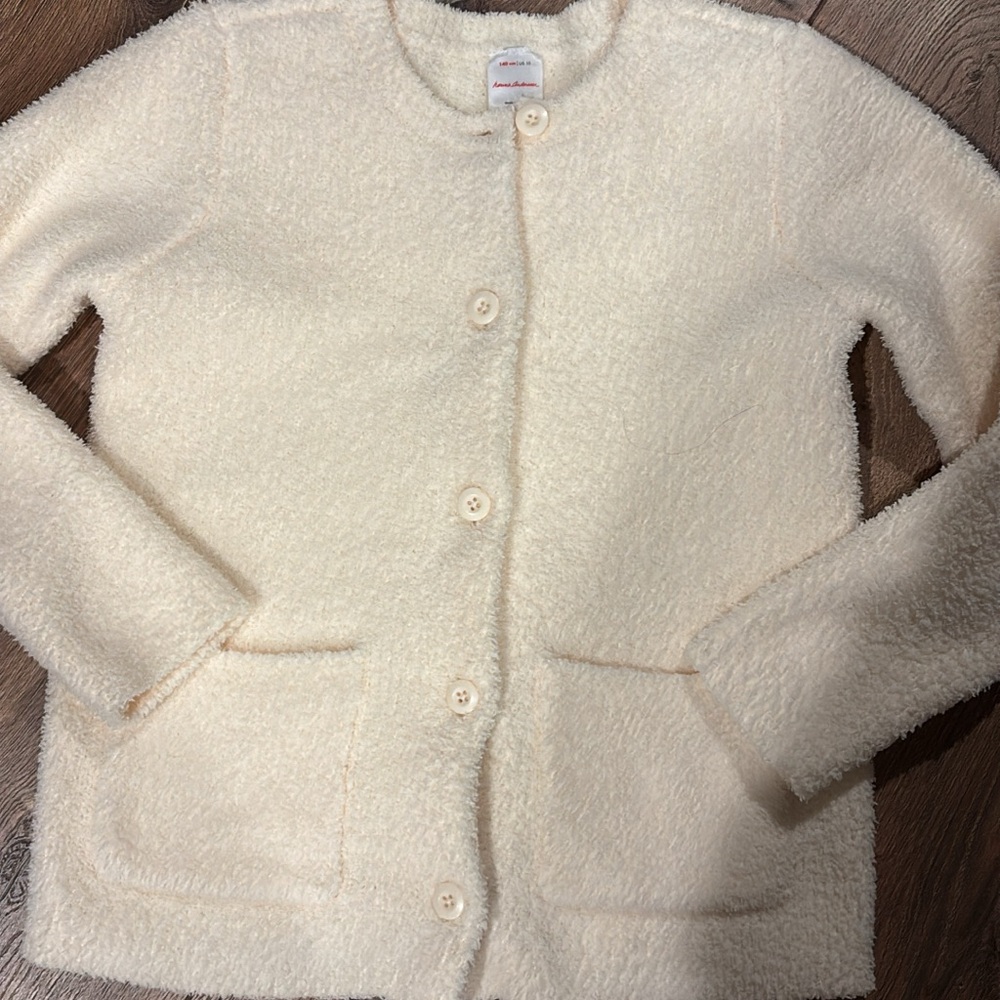Hanna Andersson New Cream Button-Up Fleece sweater